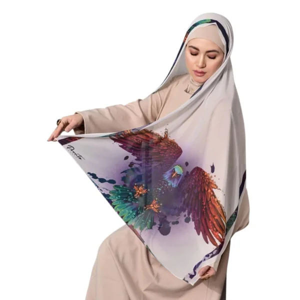 طرحة كريب مطرزة أطراف — 75×190 سم